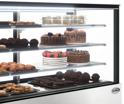 KoolMore Refrigerated Bakery Display Case for Cakes, Pies, and Pastries, 71” Stainless Steel Frame, Glass Front, Multi-Tiered Shelving Rack and LED Lighting- 30 cu.ft (RBD30C)