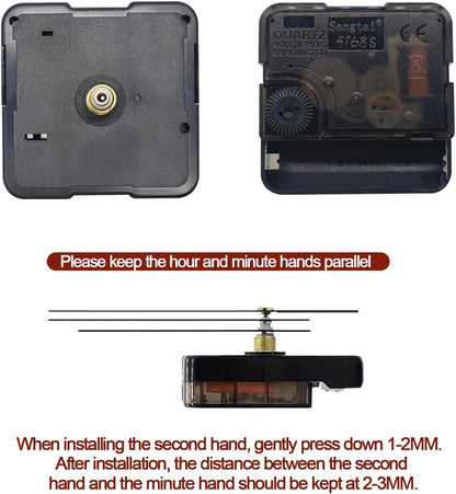 2pcs Silent Quartz Clock Movement, Long and Short Shaft with 5 Sets Hands for DIY Wall Clock
