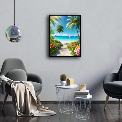 Beach Diamond Art Kits for Adults, 5D Diamond Painting for Adults Beginners DIY Round Full Drill Gem Art Kit for Home Leisure and Decoration 12x16inch/30x40cm
