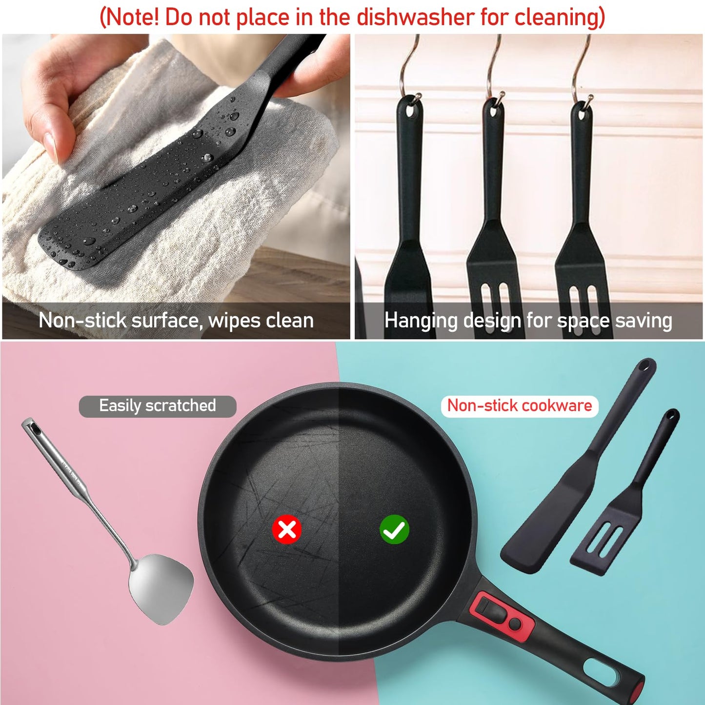 KIBBEH 3 Pack Heat Resistant Silicone Slotted Cooking Spatula Set, Multipurpose BBQ Clamp for Gripper Bread Clip, Fried Steak Clamp, Flipping Fish, Toast Salad Tongs