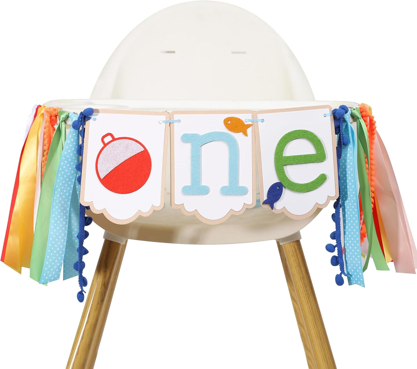 1st Ofishally One Ribbons High Chair Banner - Big One Birthday epidemics Decor, First Smash Baby Showers, Under the Sea