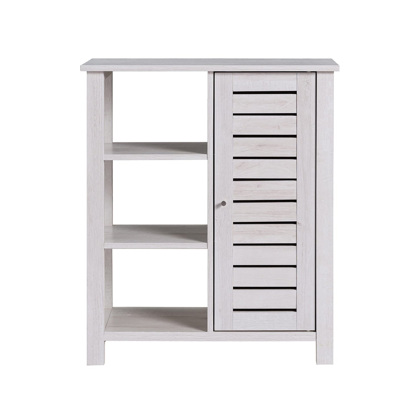 HOMES: Inside + Out Maifan Farmhouse 6-Shelf Wood 28 in. Shoes Cabinet for Living Room, Entryway, White Oak