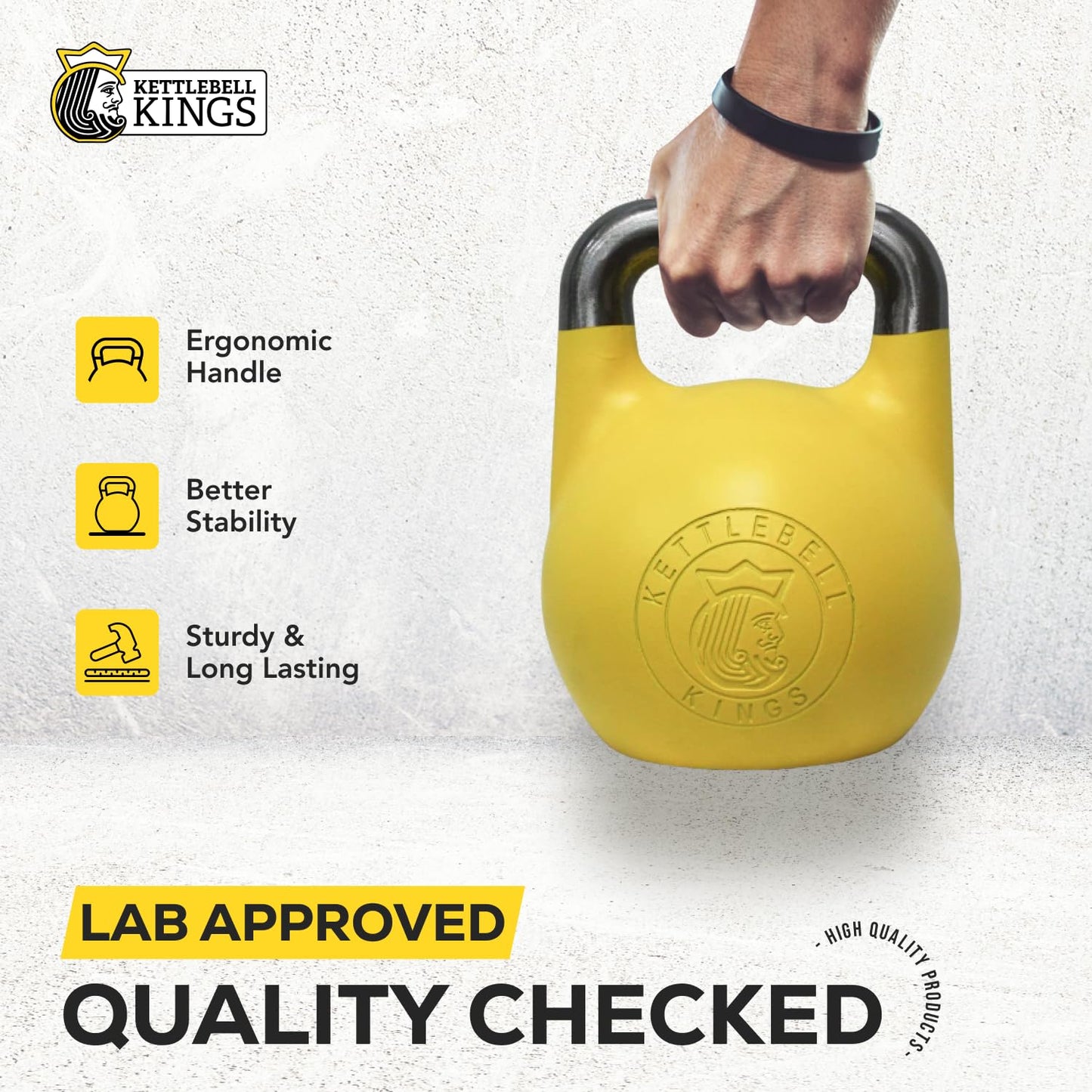 Kettlebell Kings Competition Kettlebells Weight (35mm handle) 8-48 KG | Hand weights Workout Gym Equipment & Strength training sets for Women & Men for Home Gym | Suitable for High Repetition Workouts