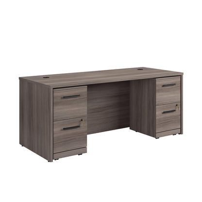 Sauder Office Works Affirm 72 X 30 Desk 2 Drawer Pedestal Ste, Hudson Elm Finish