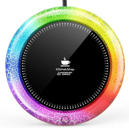 Coffee Mug Warmer with 7 LED Color Lights – Fast Heating & High Temp, Auto On/Off Gravity Sensor, Smart Electric Beverage Warmer for Coffee, Tea & More, Desk & Home Use(White)