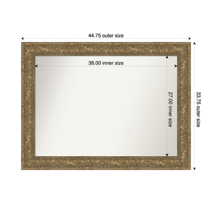 Amanti Art Bronze Wall Mirror 34x45 Luxe Bronze Gold Rectangle Bathroom Mirror for Wall Decor Living Room, X-Large Traditional Frame, Hangs Horizonally and Vertically, Bathroom Decor, Non-Beveled Edge