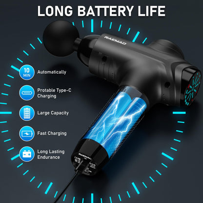 RAEMAO Massage Gun, Handheld Electric Deep Tissue Muscle Massager for Athletes for Pain Relief Attaching 8 Replacement Heads, Percussion Massager with 10 Speeds, Father's Day Gifts, Black