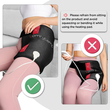 Comfytemp Hip Heating Pad for Hip Sciatica Pain Relief Brace, Birthday Christmas Gift for Mom Women Wife Men Dad, FSA Eligible Lower Back Thigh Buttock Electric HSA Heat Pad Hot Physical Therapy(L/XL)