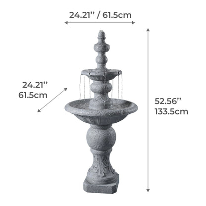 Teamson Home 52.56 in. Outdoor Two-Tier Water Fountain with Realistic ICY Stone Texture for Outdoor Living Spaces Creating a Calming Oasis for Gardens, Landscaping, Patios, Balconies, Lawns, Gray