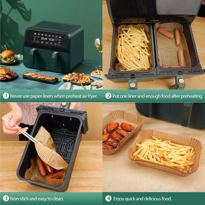 Air Fryer Paper Liners, 200pcs Air Fryer Liners Disposable, 8" Square Baking Liner for 5-8 qt Airfryer Basket, Non-stick and Oil Proof Parchment Paper for Oven, Pans & Baking