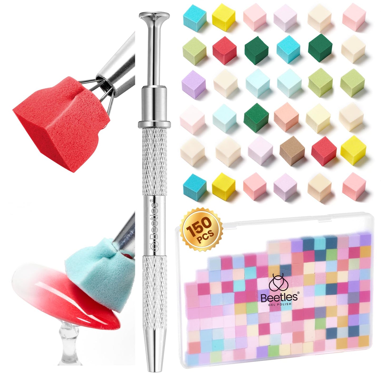 Beetles Nail Art Brushes 8pcs – Crystal Nail Art Tools 5pcs Double-headed Nails Dotting Tool, 3pcs Striping Liner Brushes for Nails with Pearls Bowknot Stickers, DIY Home Salon Manicure Design Tools