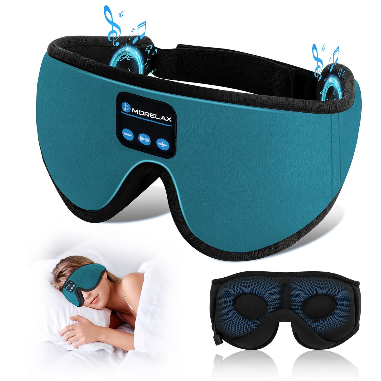 Sleep Headphones,Sleep Mask for Side Sleeper,3D Eye Mask for Sleeping with Stereo Speakers,Bluetooth Headphone,Perfect for Gifts for Women/Men Black