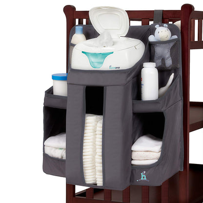 hiccapop Hanging Diaper Organizer for Changing Table and Cribs, Diaper Stacker and Nursery Organizer, Hanging Diaper Caddy Baby Essentials
