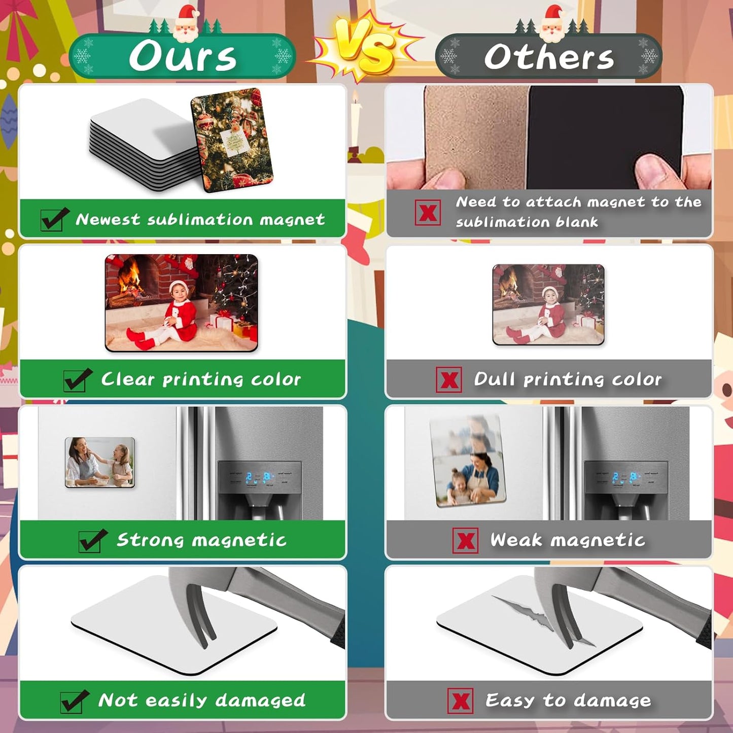 Sublimation Magnet Blanks 4x3 inch, 20PCS Personalized Blanks for DIY Kitchen Refrigerator Office Decor