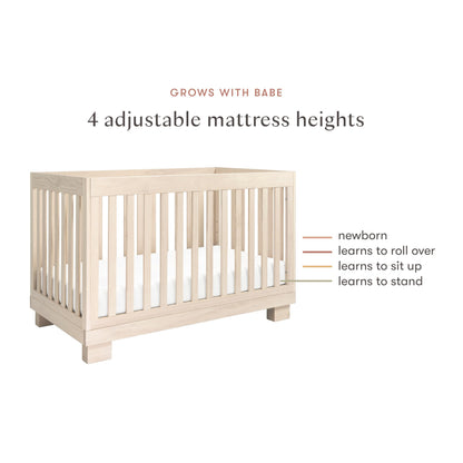 Babyletto Modo 3-in-1 Baby Crib Convertible to Toddler Bed & Daybed - Includes Toddler Conversion Kit - GREENGUARD Gold Certified - 100% Solid Wood Crib for Baby, 4 Adjustable Heights - Washed Natural