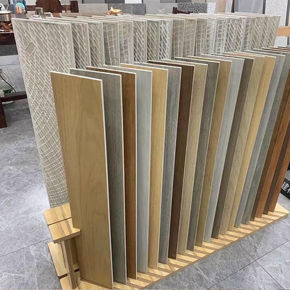 Wooden Tile Display Rack - 10/18 Tier Porcelain Sample Stand, 31" x 45" Organizer for Marble Slabs, Durable Retail Shelf for Building Materials, Perfect for Showrooms and Stores