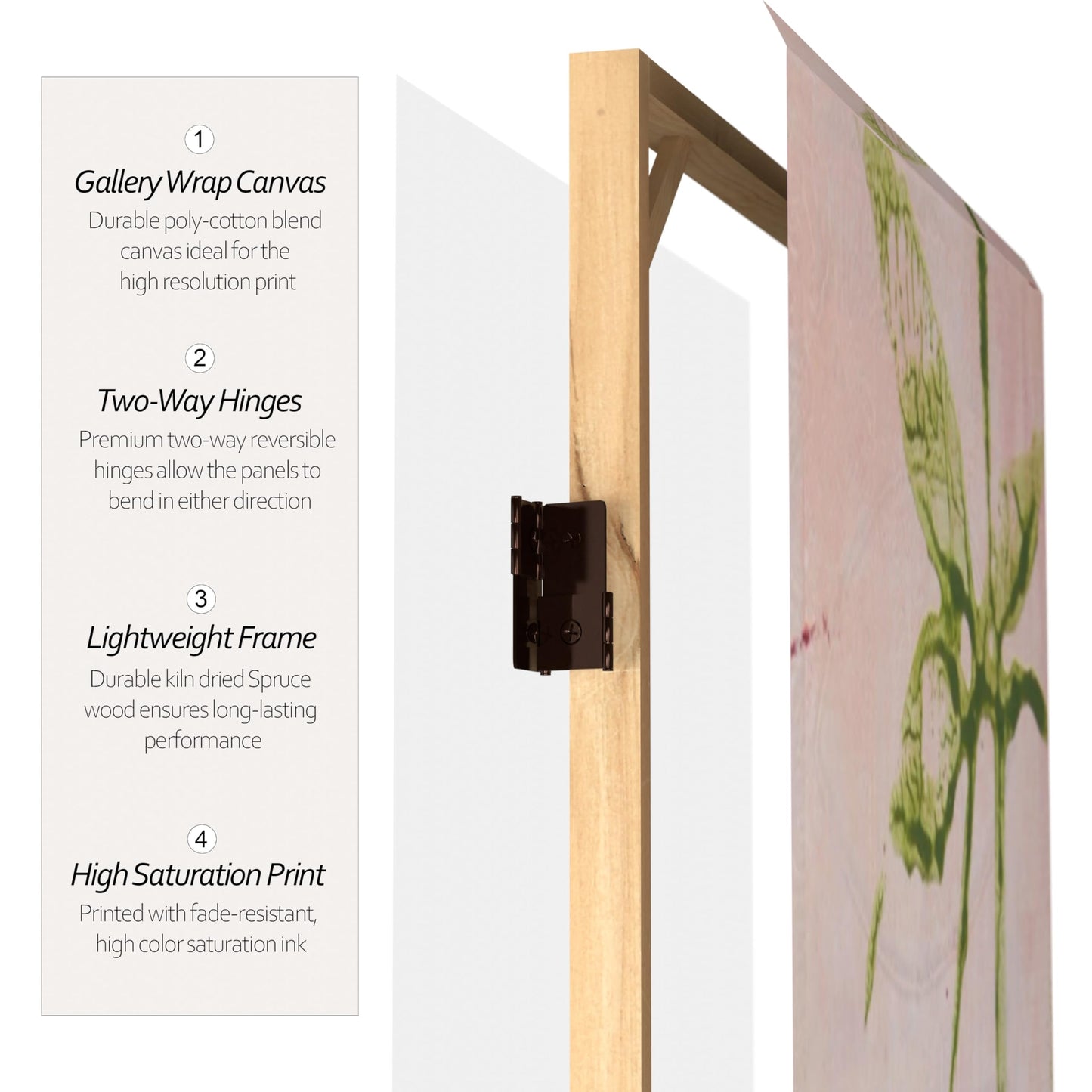 Oriental Furniture 5 1/4 ft. Pink Harmony Canvas Room Divider 6 Panel