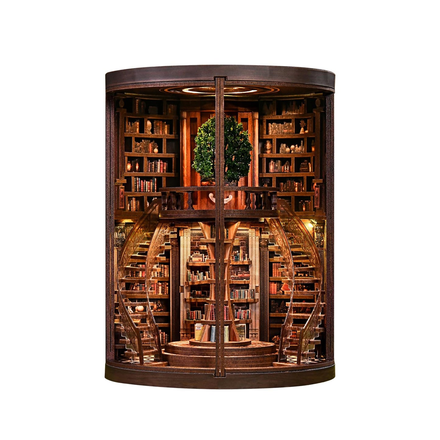 DIY Book Nook Kit with LED Light, Miniature Dollhouse, 3D Wooden Puzzle, Bookshelf Insert Decor Craft Gift (Wisdom Rings Book Repository)