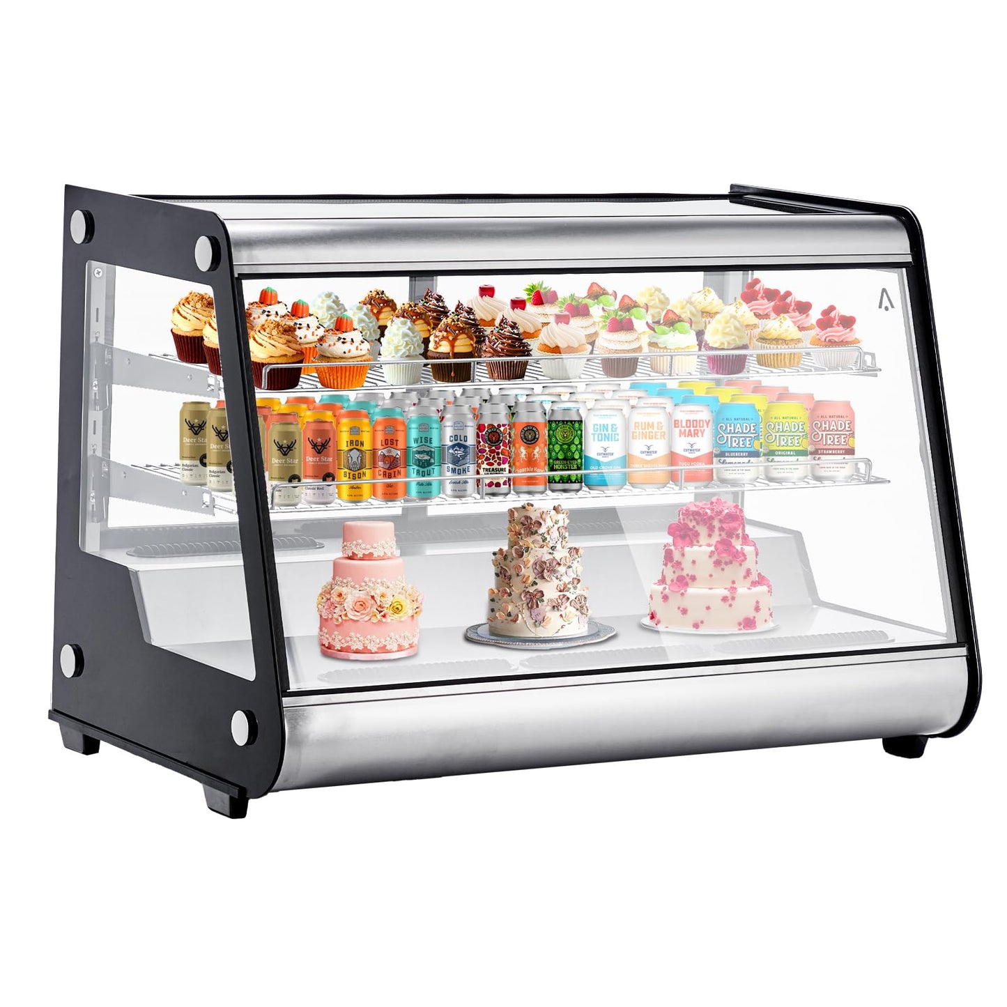 6.5 Cu.ft Commercial Counter Depth Refrigerators - Countertop Refrigerated Display Case with All-Around LED Lighting, Adjustable PVC Shelves, Fog-Free Glass, Bakery Display Case for Restaurant, Cafe