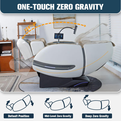 Notired Massage Chair Full Body, 2026 Zero Gravity SL-Track Shiatsu Massage Recliner Chairs with 12 Auto Modes, Foot Rollers, Waist & Calf Heating, Thai Yoga Stretch, AI Control & Body Scan L183 Beige