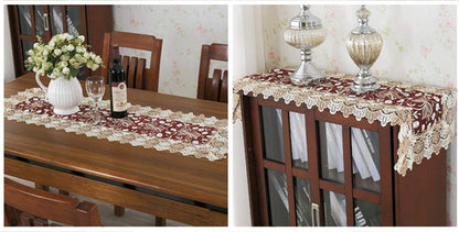 Lace Floral Embroidery Table Runner - Polyester Rectangle Transparent Dresser Scarf for Home Dining Room, 16 x 78