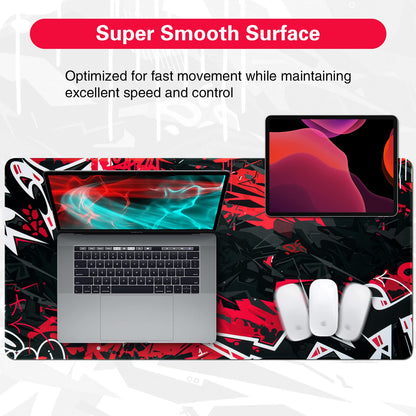 Canjoy Gaming Mouse Pad 31.5x15.8inch Extended XXL Large Mouse Pad Big Computer Keyboard Mouse Mat Desk Pad with Non-Slip & Rubber Base & Stitched Edge
