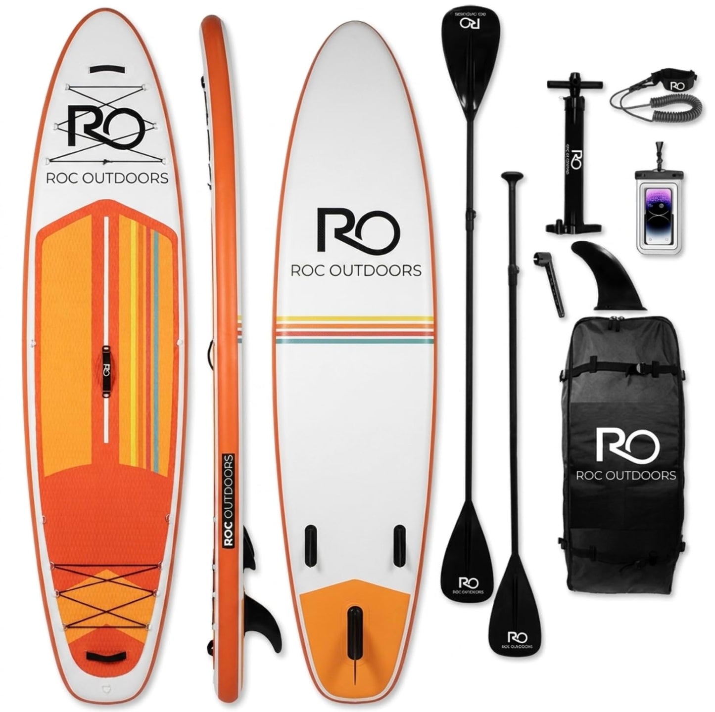 Roc Inflatable Stand Up Paddle Board 10' 6" with Premium SUP Paddle Board Accessories, Wide Stable Design, Non-Slip Comfort Deck for Youth & Adults (Golden Hour)
