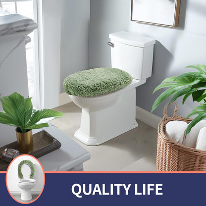 Baahrnom Luxury Soft Microfiber Toilet Lid Cover Machine Washable Solid Toilet Seat Cover 17.5" x 15" Adjustable Rubber Backing Fits Most 16-17.5" L x 14-16" W Round Oblong and Elongated Toilet Seat