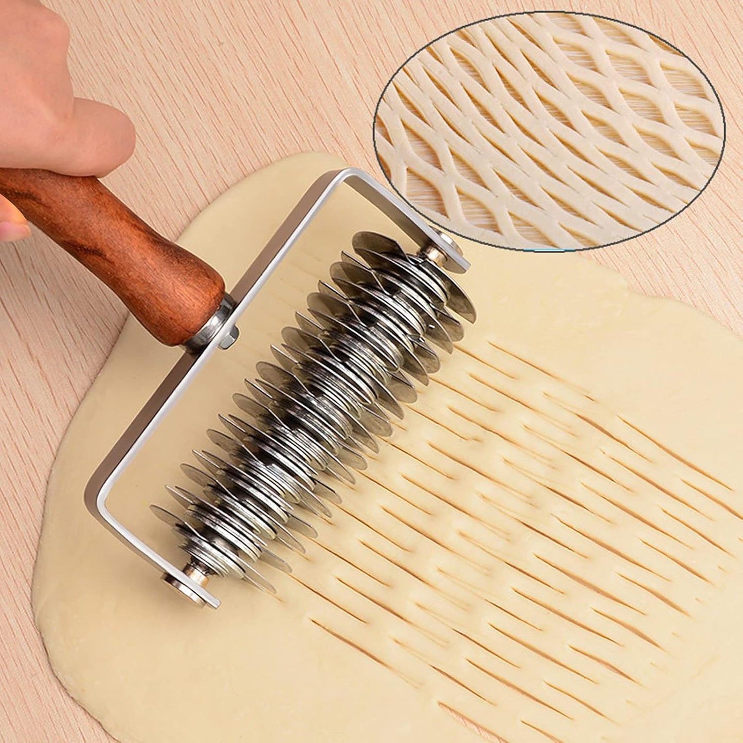 Stainless Steel Lattice Roller Cutter - Dough Baking Tool for Cookie, Pie, Pizza, Household Time-Saver
