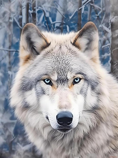 HMDIIMGE Diamond Painting Kits for Adults, Animal Diamond Art Kits, White Wolf in Winter Round 5D Gem Art Kits for Adult, DIY Crafts Kits Gift Home Wall Decor Gifts 12x16 inch