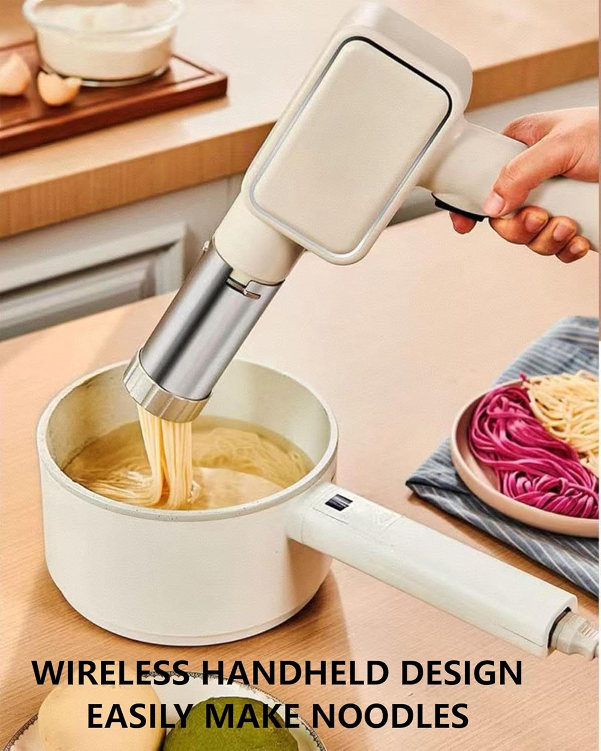 KabFbit 9 2 Nozzles Electric Pasta Machine, Household Handheld Wireless Noodle Machine. A Homemade Noodle Machine