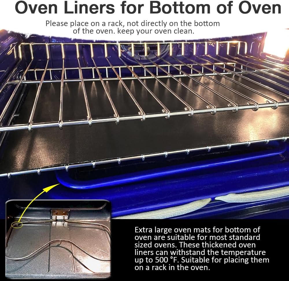 Large Heavy Duty Oven Liners for Bottom of Oven, 3 Pack Reusable Protector Liner