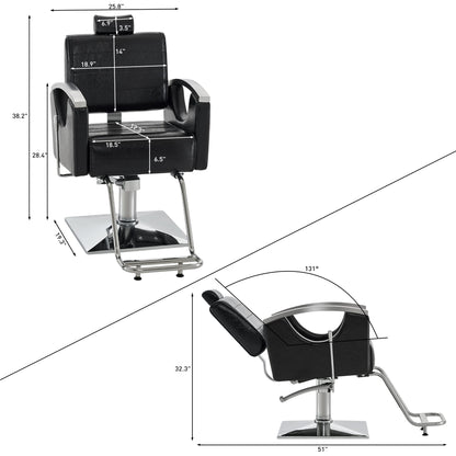 BarberPub Barber Chair for Barbershop,Reclining Salon Chair for Hair Stylist 9180 (Black)