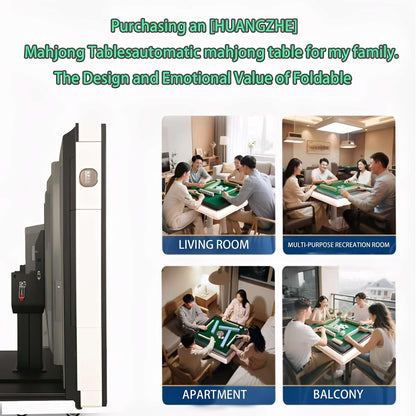 HUANGZHE 2026 Automatic Mahjong Table for Americans/Chinese/Taiwanese/Filipino,Rules - Ultra-Thin Foldable Mahjong Table shuffler Choice of 100,000+ Households, 42mm Tiles Set