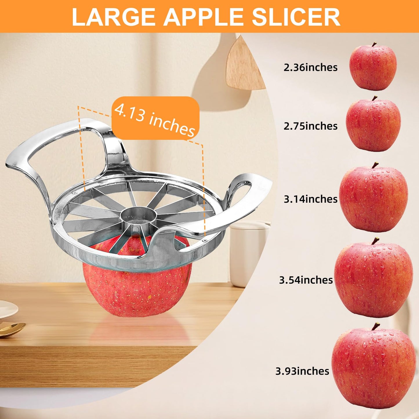 Obsoorth Apple Slicer with 12 Blades Extra Large Heavy Duty Stainless Steel Apple Corer, Dishwasher Safe Easy to Use Sharp Apple Slicer and Corer for Vegetables, Fruit and Pineapple