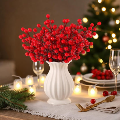 50pack NBGV Christmas Tree Decorations Artificial Berry Stems Red Berry Picks for Xmas Winter Party Holiday Flower