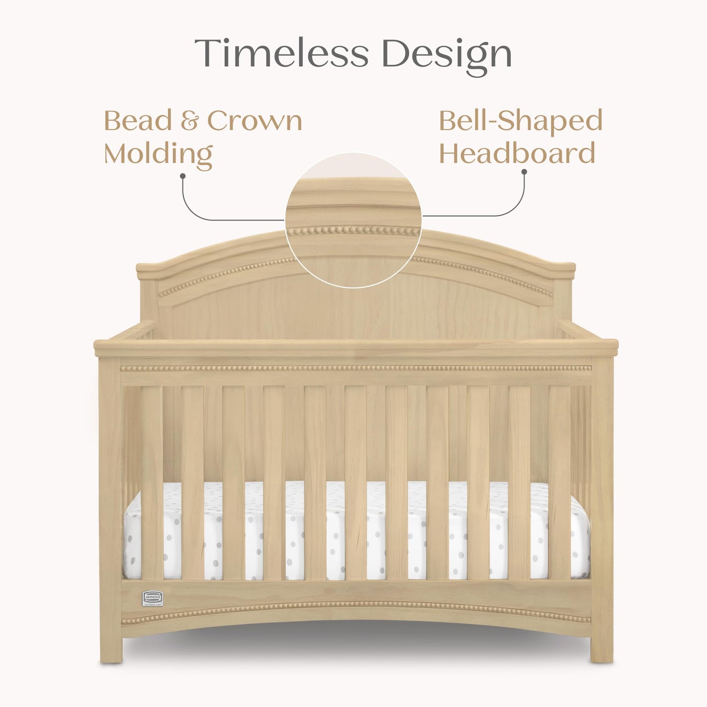 Simmons Kids SlumberTime Emma 4-in-1 Convertible Baby Crib N More - Greenguard Gold Certified, Natural Sandstone