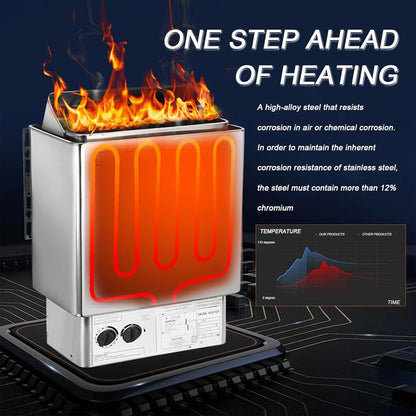 Hiedmeil 220V/380V Electric Sauna Heaters Stove Dry Steam Sauna Bath 6KW 8KW 9KW Sauna Heater for Home Hotel Spa Outdoor Sauna Hot Tent Stove Portable Stove Heater (9kw)