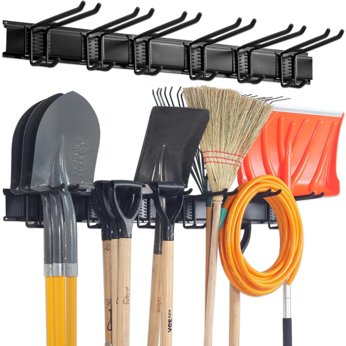 Aking Ace Garage Tool Organizer Wall Mount - Garden Tool Organizer Heavy Duty 48" Storage Rack with 6 Adjustable Hooks, Holds 350lbs, Yard Tool Hanger for Shed Organization