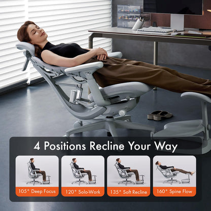 LiberNovo Dynamic Ergonomic Desk Chair + StepSync Footrest Bundle - Comfy Home Office Chair with Adaptive Lumbar Support, 160° Recline & Built-in Spine Stretch, Green+48cm