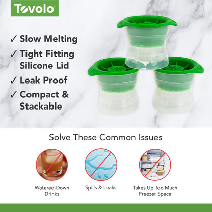 Tovolo Golf Ball Ice Cube Molds Set of 3 Large Craft Ice Sphere Molds for Whiskey Bourbon Cocktail Drinks, Easy Fill Quick Release Dishwasher Safe Golf Ice Mold, Fun Gift Ideas for Fathers & Golfers