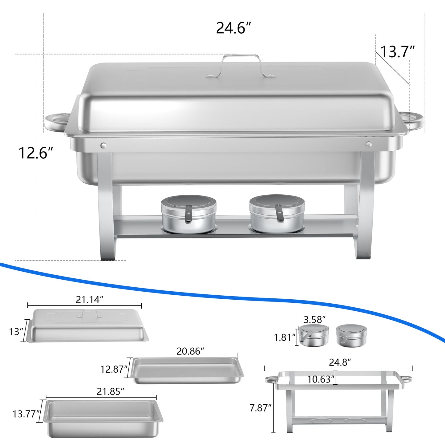 HARDURA Chafing Dish Buffet Set 4 Pack, 9.5QT Stainless Steel Chafing Dish with Lids, More Than 4 Hours of Insulation, Chafing Dishes for Buffet Servers and Warmers, Ideal for Any Party