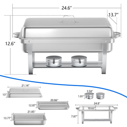 HARDURA Chafing Dish Buffet Set 4 Pack, 9.5QT Stainless Steel Chafing Dish with Lids, More Than 4 Hours of Insulation, Chafing Dishes for Buffet Servers and Warmers, Ideal for Any Party
