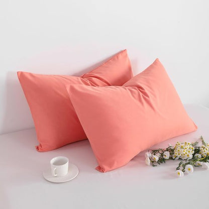 FLXXIE King Pillow Cases - Soft Microfiber Covers with Envelope Closure | Wrinkle & Stain Resistant, 20x36, Coral