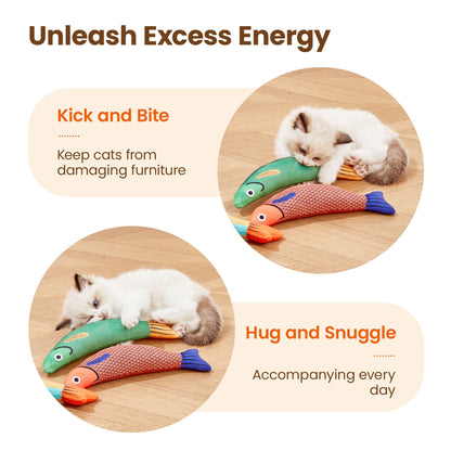 Potaroma Cat Toys Saury Fish, 3 Pack, Catnip Crinkle Sound, Soft and Durable, Interactive Kitten Kicker for Indoor Kitty Exercise 9.4 Inches for All Breeds