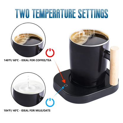 HOWAY Coffee Warmer & Mug Set, Cup Heater for Desk Temperature Control and Smart Auto Shut Off, 14oz, Two temperatures