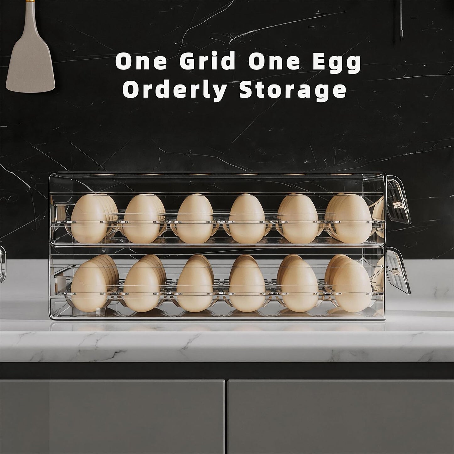 HIYOHIYO Clear 60 Egg Holder for Fridge, High Capacity Egg Container for Refrigerator, Stackable Egg Storage Trays for Countertop, Eggs Organizer for Refrigerator (2 Layer, 11.6"x 10.2"x 5.1")