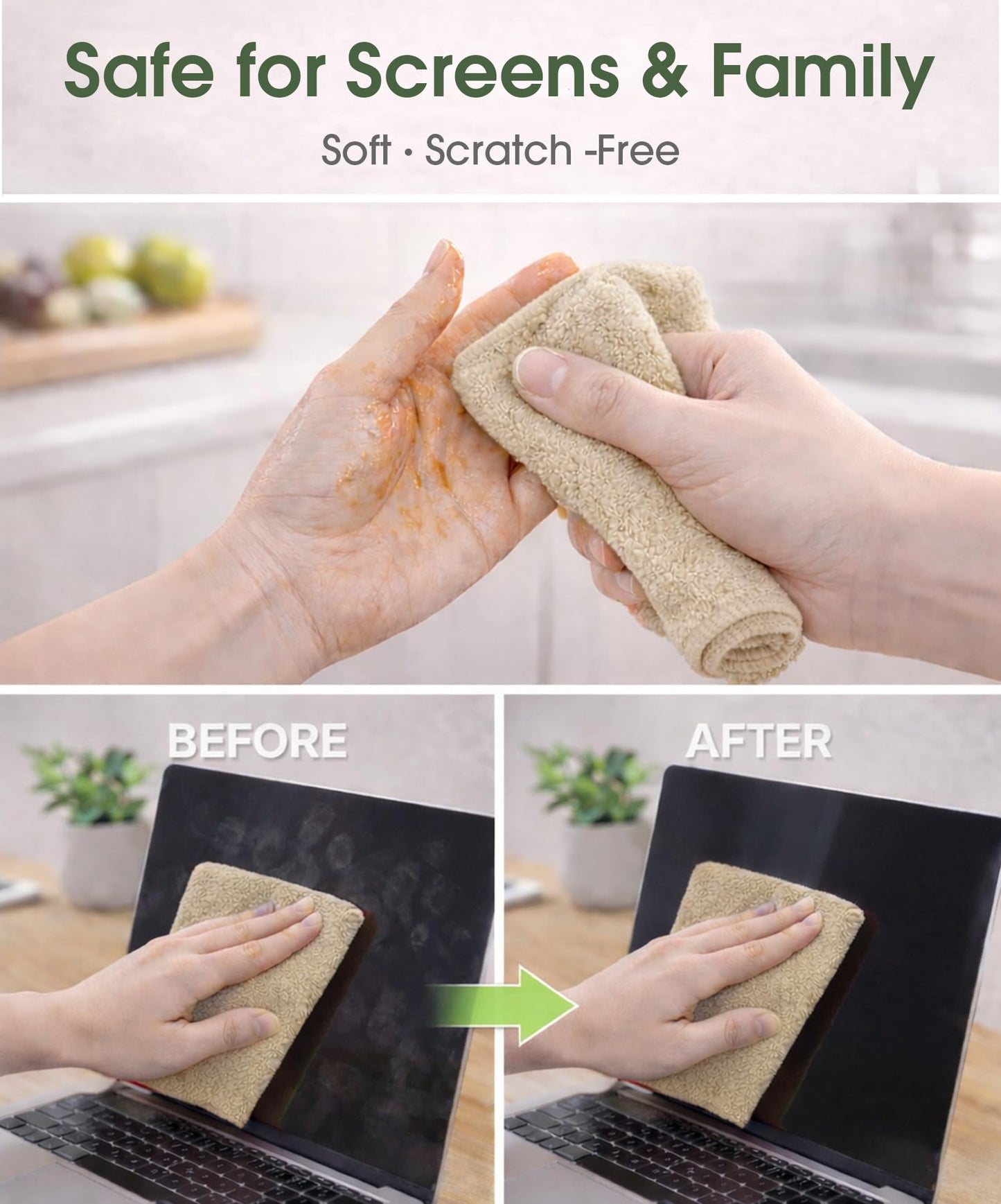 CHAUNCEY HOME Microfiber Cleaning Cloth Roll - 100 Pack Tear Away Microfiber Paper Towels, Reusable, Washable, Scratch-Free, Kitchen Towels for Car, Home, Kitchen, Glass, Dishes(Desert Gold)