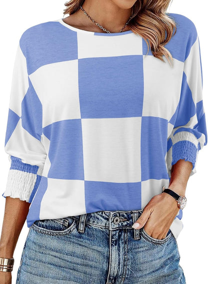 Dokotoo Women's 2025 Fashion Tops 3/4 Sleeve T-Shirts Cute Crewneck Basic Business Tees Blouses