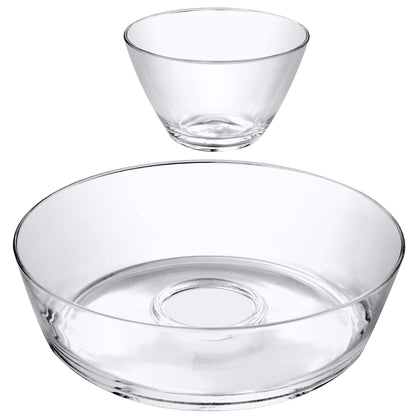 Amazing Abby - Charlie - Plastic Chip and Dip Bowl, Clear Serving Platter, Unbreakable Party Appetizer Tray, BPA-Free, Dishwasher-Safe, Great for Chips, Salsa, Veggies, Snacks, and More